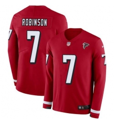 Men's Nike Atlanta Falcons #7 Bijan Robinson Red Team Color Stitched NFL Limited Therma Long Sleeve Jersey