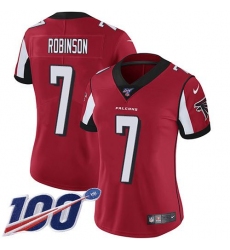 Women's Nike Atlanta Falcons #7 Bijan Robinson Red Team Color Stitched NFL 100th Season Vapor Untouchable Limited Jersey