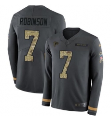 Youth Nike Atlanta Falcons #7 Bijan Robinson Anthracite Salute To Service Stitched NFL Limited Therma Long Sleeve Jersey