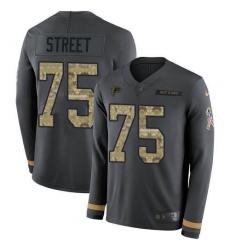 Men's and Youth Nike Atlanta Falcons #75 Kentavius Street Anthracite Salute To Service Stitched NFL Limited Therma Long Sleeve Jersey