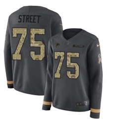 Women's Nike Atlanta Falcons #75 Kentavius Street Anthracite Salute To Service Stitched NFL Limited Therma Long Sleeve Jersey