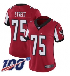 Women's Nike Atlanta Falcons #75 Kentavius Street Red Team Color Stitched NFL 100th Season Vapor Untouchable Limited Jersey