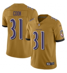 Men's Nike Baltimore Ravens #31 Dalvin Cook Gold Stitched NFL Limited Inverted Legend Jersey