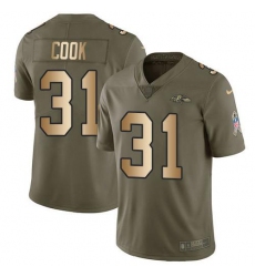 Men's Nike Baltimore Ravens #31 Dalvin Cook OliveGold Stitched NFL Limited 2017 Salute To Service Jersey