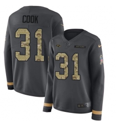 Women's Nike Baltimore Ravens #31 Dalvin Cook Anthracite Salute To Service Stitched NFL Limited Therma Long Sleeve Jersey