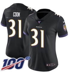 Women's Nike Baltimore Ravens #31 Dalvin Cook Black Alternate Stitched NFL 100th Season Vapor Untouchable Limited Jersey