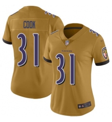 Women's Nike Baltimore Ravens #31 Dalvin Cook Gold Stitched NFL Limited Inverted Legend Jersey