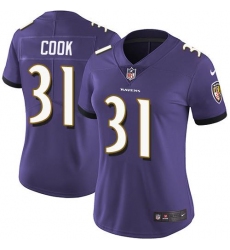 Women's Nike Baltimore Ravens #31 Dalvin Cook Purple Team Color Stitched NFL Vapor Untouchable Limited Jersey