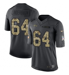 Men's Nike Baltimore Ravens #64 Tyler Linderbaum Black Stitched NFL Limited 2016 Salute To Service Jersey