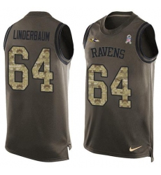 Men's Nike Baltimore Ravens #64 Tyler Linderbaum Green Stitched NFL Limited Salute To Service Tank Top Jersey