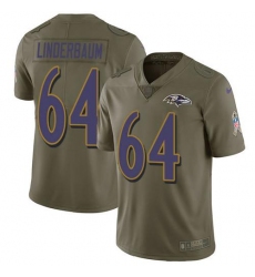 Men's Nike Baltimore Ravens #64 Tyler Linderbaum Olive Stitched NFL Limited 2017 Salute To Service Jersey