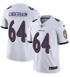 Men's Nike Baltimore Ravens #64 Tyler Linderbaum White Stitched NFL Vapor Untouchable Limited Jersey