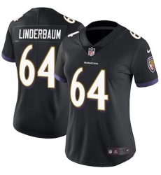 Women's Nike Baltimore Ravens #64 Tyler Linderbaum Black Alternate Stitched NFL Vapor Untouchable Limited Jersey