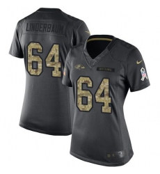 Women's Nike Baltimore Ravens #64 Tyler Linderbaum Black Stitched NFL Limited 2016 Salute To Service Jersey