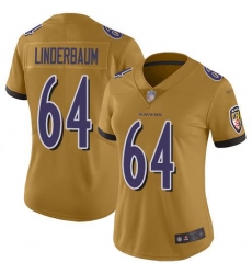 Women's Nike Baltimore Ravens #64 Tyler Linderbaum Gold Stitched NFL Limited Inverted Legend Jersey