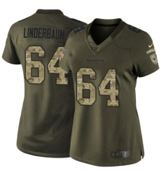 Women's Nike Baltimore Ravens #64 Tyler Linderbaum Green Stitched NFL Limited 2015 Salute To Service Jersey