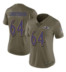 Women's Nike Baltimore Ravens #64 Tyler Linderbaum Olive Stitched NFL Limited 2017 Salute To Service Jersey