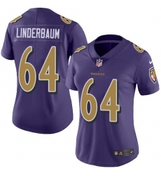 Women's Nike Baltimore Ravens #64 Tyler Linderbaum Purple Stitched NFL Limited Rush Jersey