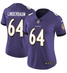 Women's Nike Baltimore Ravens #64 Tyler Linderbaum Purple Team Color Stitched NFL Vapor Untouchable Limited Jersey