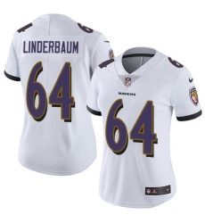 Women's Nike Baltimore Ravens #64 Tyler Linderbaum White Stitched NFL Vapor Untouchable Limited Jersey