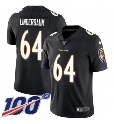 Youth Nike Baltimore Ravens #64 Tyler Linderbaum Black Alternate Stitched NFL 100th Season Vapor Untouchable Limited Jersey