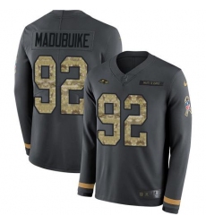 Men's Nike Baltimore Ravens #92 Justin Madubuike Anthracite Salute To Service Stitched NFL Limited Therma Long Sleeve Jersey