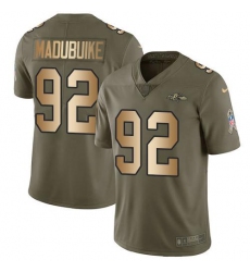 Men's Nike Baltimore Ravens #92 Justin Madubuike OliveGold Stitched NFL Limited 2017 Salute To Service Jersey