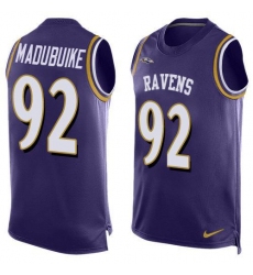 Men's Nike Baltimore Ravens #92 Justin Madubuike Purple Team Color Stitched NFL Limited Tank Top Jersey