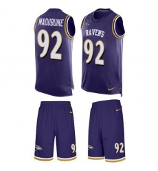 Men's Nike Baltimore Ravens #92 Justin Madubuike Purple Team Color Stitched NFL Limited Tank Top Suit Jersey