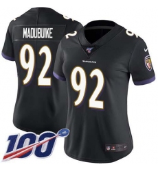 Women's Nike Baltimore Ravens #92 Justin Madubuike Black Alternate Stitched NFL 100th Season Vapor Untouchable Limited Jersey