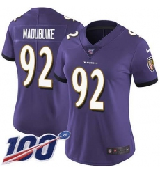 Women's Nike Baltimore Ravens #92 Justin Madubuike Purple Team Color Stitched NFL 100th Season Vapor Untouchable Limited Jersey