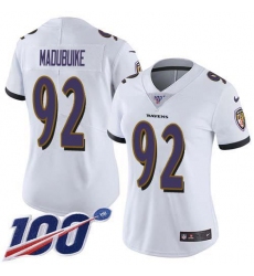 Women's Nike Baltimore Ravens #92 Justin Madubuike White Stitched NFL 100th Season Vapor Untouchable Limited Jersey