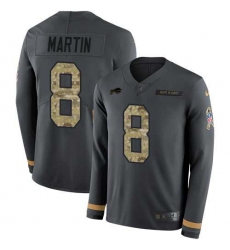 Men's Nike Buffalo Bills #8 Sam Martin Anthracite Salute To Service Stitched NFL Limited Therma Long Sleeve Jersey