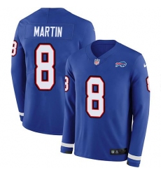 Men's Nike Buffalo Bills #8 Sam Martin Royal Blue Team Color Stitched NFL Limited Therma Long Sleeve Jersey