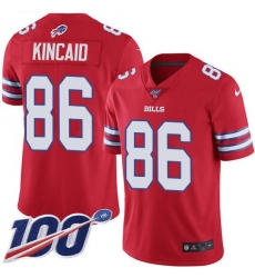 Men's Nike Buffalo Bills #86 Dalton Kincaid Red Stitched NFL Limited Rush 100th Season Jersey