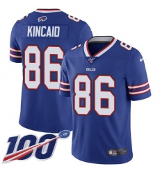 Men's Nike Buffalo Bills #86 Dalton Kincaid Royal Blue Team Color Stitched NFL 100th Season Vapor Limited Jersey