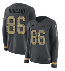 Women's Nike Buffalo Bills #86 Dalton Kincaid Anthracite Salute To Service Stitched NFL Limited Therma Long Sleeve Jersey