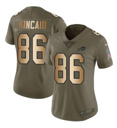 Women's Nike Buffalo Bills #86 Dalton Kincaid Olive Gold Stitched NFL Limited 2017 Salute To Service Jersey