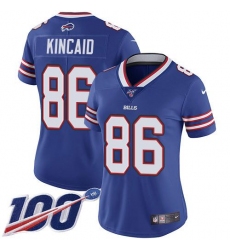 Women's Nike Buffalo Bills #86 Dalton Kincaid Royal Blue Team Color Stitched NFL 100th Season Vapor Untouchable Limited Jersey