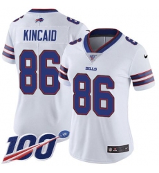 Women's Nike Buffalo Bills #86 Dalton Kincaid White Stitched NFL 100th Season Vapor Untouchable Limited Jersey