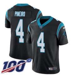 Men's Nike Carolina Panthers #4 Eddy Pineiro Black Team Color Stitched NFL 100th Season Vapor Untouchable Limited Jersey