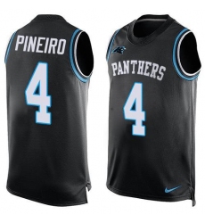 Men's Nike Carolina Panthers #4 Eddy Pineiro Black Team Color Stitched NFL Limited Tank Top Jersey