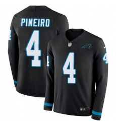 Men's Nike Carolina Panthers #4 Eddy Pineiro Black Team Color Stitched NFL Limited Therma Long Sleeve Jersey