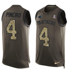 Men's Nike Carolina Panthers #4 Eddy Pineiro Green Stitched NFL Limited Salute To Service Tank Top Jersey