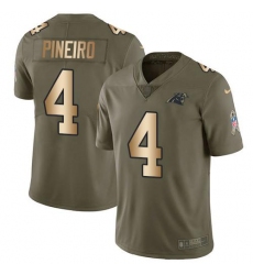 Men's Nike Carolina Panthers #4 Eddy Pineiro Olive Gold Stitched NFL Limited 2017 Salute To Service Jersey