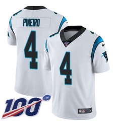 Men's Nike Carolina Panthers #4 Eddy Pineiro White Stitched NFL 100th Season Vapor Untouchable Limited Jersey