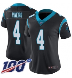 Women's Nike Carolina Panthers #4 Eddy Pineiro Black Team Color Stitched NFL 100th Season Vapor Untouchable Limited Jersey