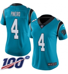 Women's Nike Carolina Panthers #4 Eddy Pineiro Blue Alternate Stitched NFL 100th Season Vapor Untouchable Limited Jersey