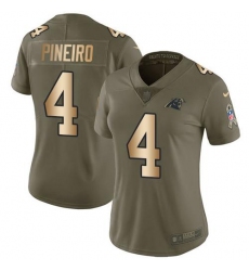 Women's Nike Carolina Panthers #4 Eddy Pineiro Olive Gold Stitched NFL Limited 2017 Salute To Service Jersey