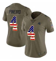 Women's Nike Carolina Panthers #4 Eddy Pineiro Olive USA Flag Stitched NFL Limited 2017 Salute To Service Jersey